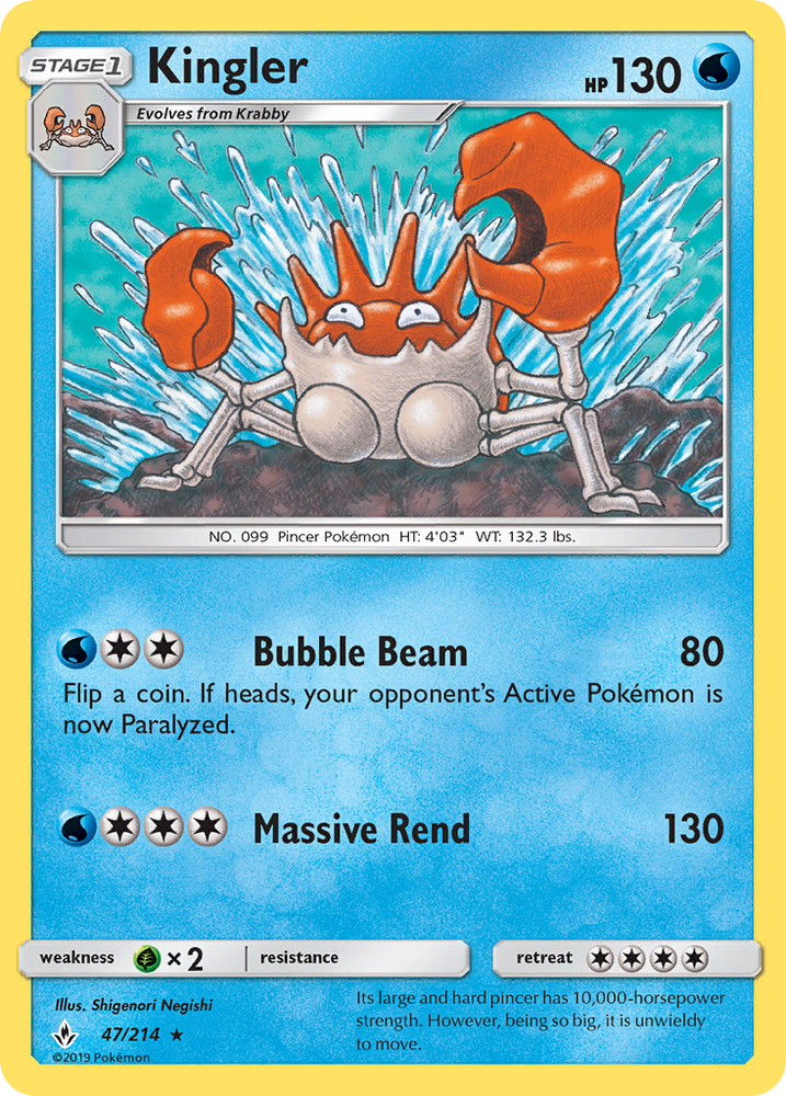 Pokemon | Kingler (47/214) [Sun & Moon: Unbroken Bonds] | The Nerd Merchant