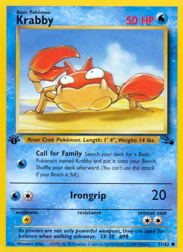 Pokemon | Krabby (51/62) [Fossil 1st Edition] | The Nerd Merchant
