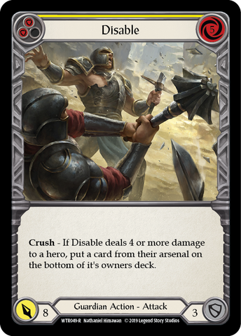 Flesh and Blood TCG | Disable (Yellow) [WTR049-R] (Welcome to Rathe)  Alpha Print Normal | The Nerd Merchant