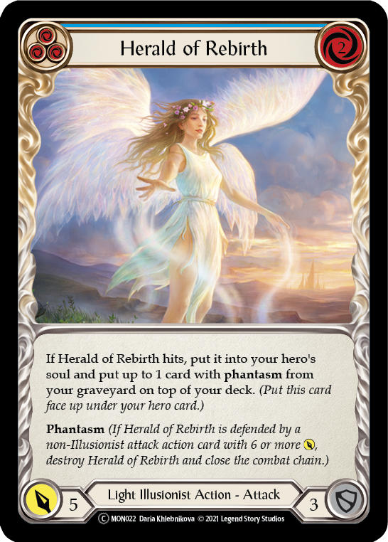 Flesh and Blood TCG | Herald of Rebirth (Blue) [U-MON022-RF] (Monarch Unlimited)  Unlimited Rainbow Foil | The Nerd Merchant
