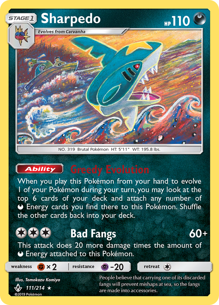 Pokemon | Sharpedo (111/214) [Sun & Moon: Unbroken Bonds] | The Nerd Merchant
