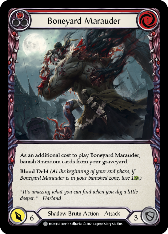 Flesh and Blood TCG | Boneyard Marauder (Red) [MON135-RF] (Monarch)  1st Edition Rainbow Foil | The Nerd Merchant