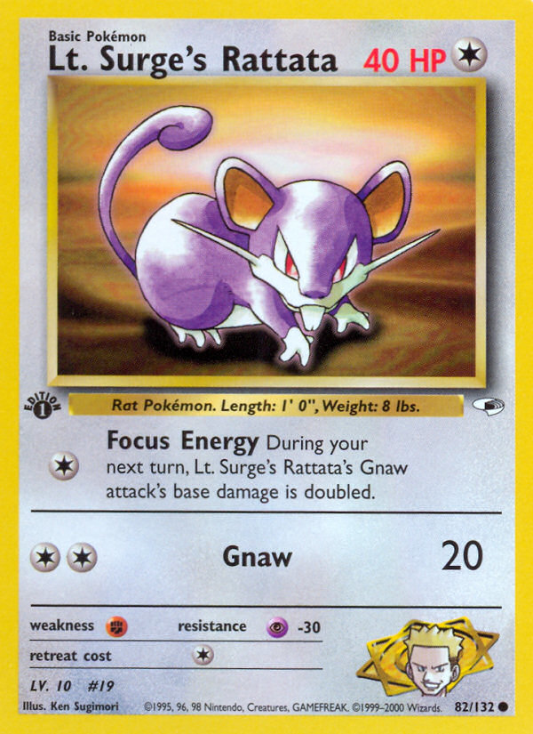 Pokemon | Lt. Surge's Rattata (82/132) [Gym Heroes 1st Edition] | The Nerd Mechant