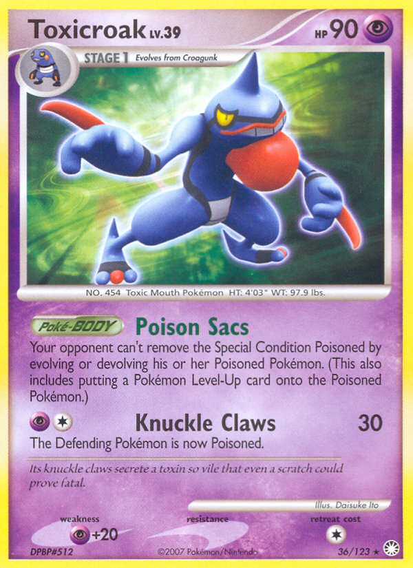Pokemon | Toxicroak (36/123) [Diamond & Pearl: Mysterious Treasures] | The Nerd Merchant
