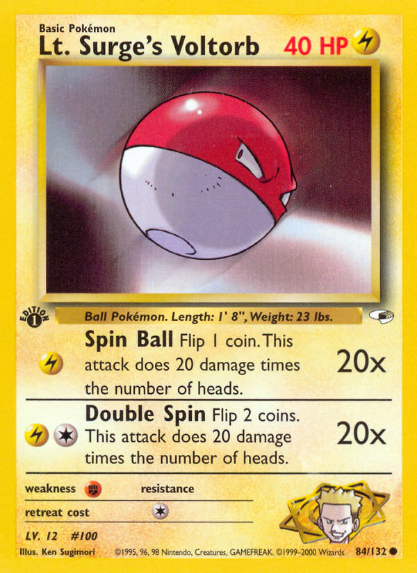Pokemon | Lt. Surge's Voltorb (84/132) [Gym Heroes 1st Edition] | The Nerd Mechant