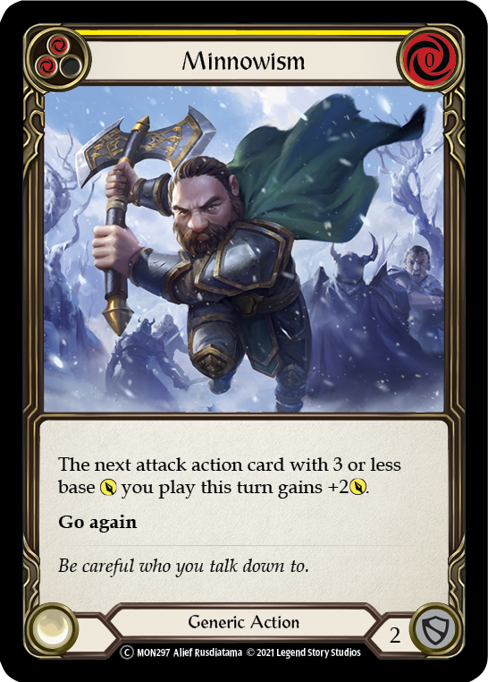 Flesh and Blood TCG | Minnowism (Yellow) [U-MON297-RF] (Monarch Unlimited)  Unlimited Rainbow Foil | The Nerd Merchant