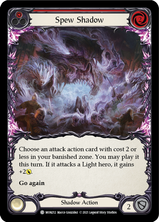 Flesh and Blood TCG | Spew Shadow (Red) [MON212-RF] (Monarch)  1st Edition Rainbow Foil | The Nerd Merchant