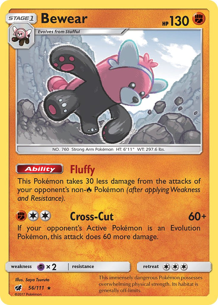 Pokemon | Bewear (56/111) (Prerelease Kit Exclusive) (Theme Deck Exclusive) [Sun & Moon: Crimson Invasion] | The Nerd Merchant