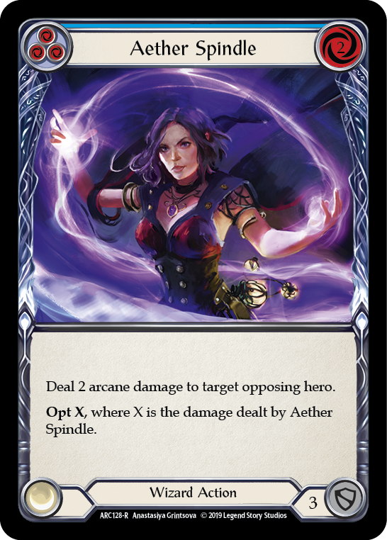 Flesh and Blood TCG | Aether Spindle (Blue) [ARC128-R] (Arcane Rising)  1st Edition Rainbow Foil | The Nerd Merchant