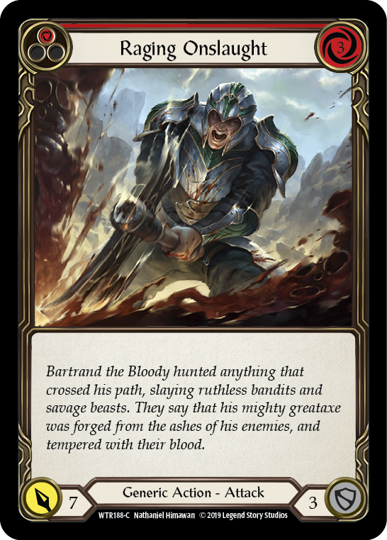 Flesh and Blood TCG | Raging Onslaught (Red) [WTR188-C] (Welcome to Rathe)  Alpha Print Rainbow Foil | The Nerd Merchant