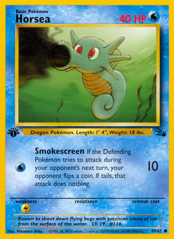 Pokemon | Horsea (49/62) [Fossil 1st Edition] | The Nerd Merchant