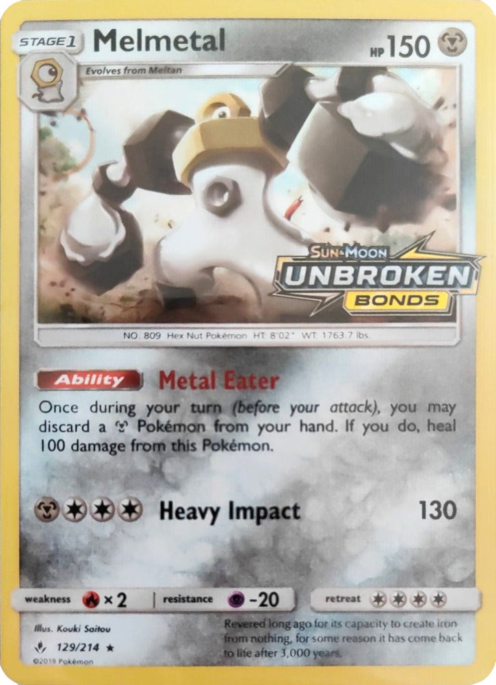Pokemon | Melmetal (129/214) (Unbroken Bonds Stamped) [Sun & Moon: Unbroken Bonds] | The Nerd Merchant