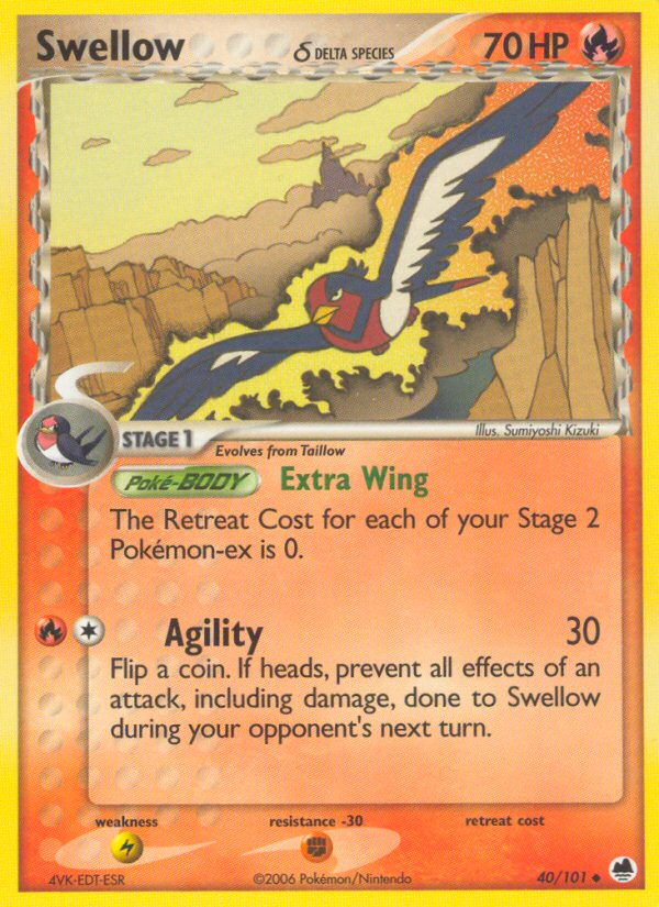 Pokemon | Swellow (40/101) (Delta Species) [EX: Dragon Frontiers] | The Nerd Merchant