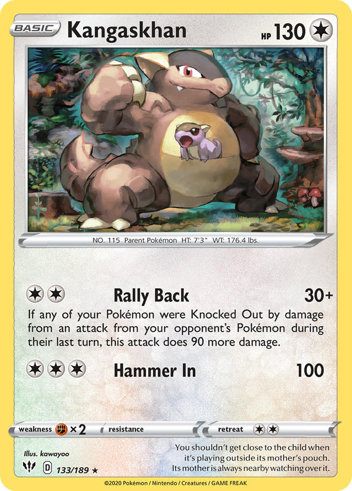 Pokemon | Kangaskhan (133/189) (Theme Deck Exclusive) [Sword & Shield: Darkness Ablaze] | The Nerd Merchant