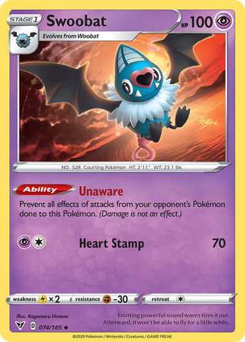 Pokemon | Swoobat (074/185) [Sword & Shield: Vivid Voltage] | The Nerd Merchant