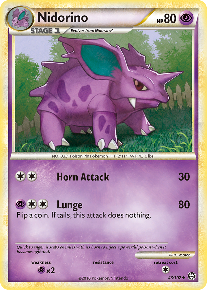 Pokemon | Nidorino (46/102) [HeartGold & SoulSilver: Triumphant] | The Nerd Merchant