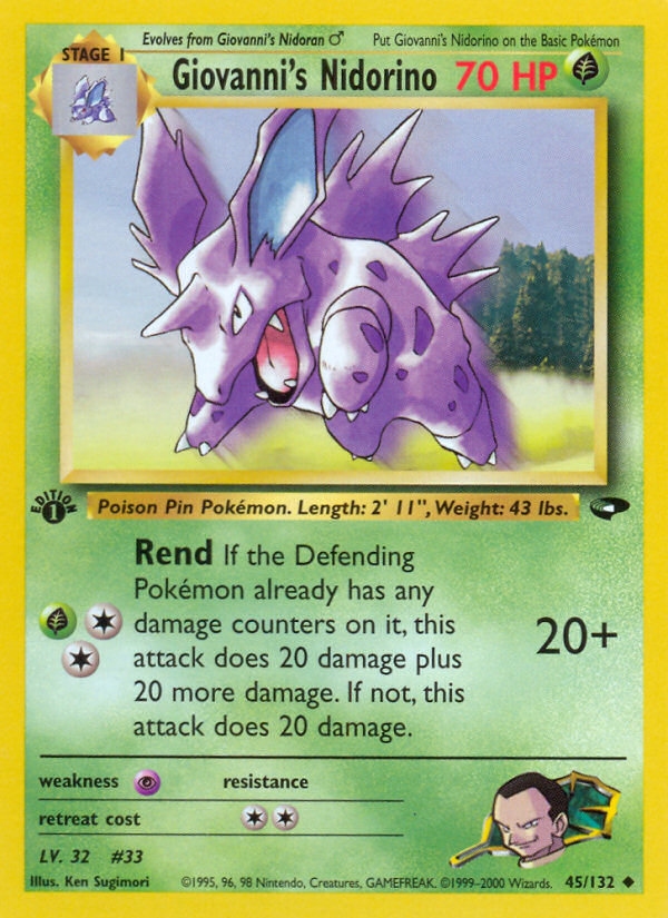 Pokemon | Giovanni's Nidorino (45/132) [Gym Challenge 1st Edition] | The Nerd Merchant