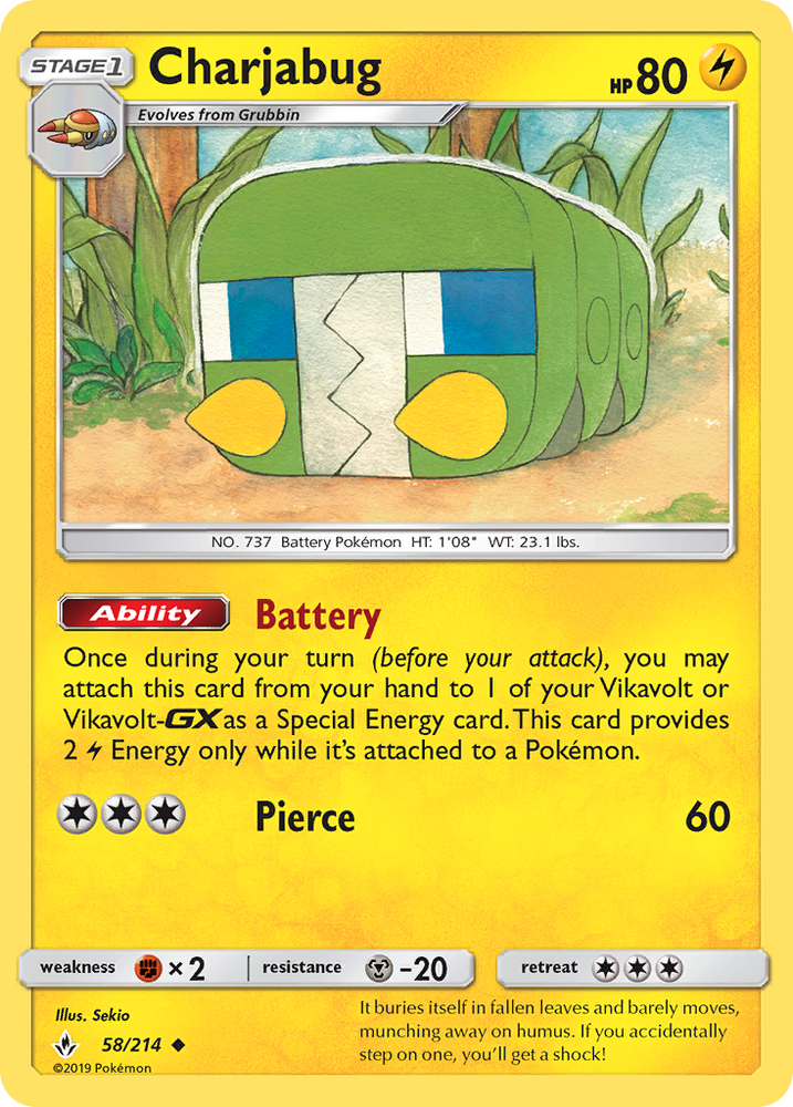 Pokemon | Charjabug (58/214) [Sun & Moon: Unbroken Bonds] | The Nerd Merchant