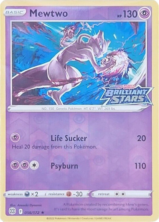 Pokemon | Mewtwo (056/172) (Brilliant Stars Stamped) [Sword & Shield: Brilliant Stars] | The Nerd Merchant