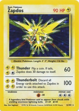 Pokemon | Zapdos (16/102) [Base Set Unlimited] | The Nerd Merchant
