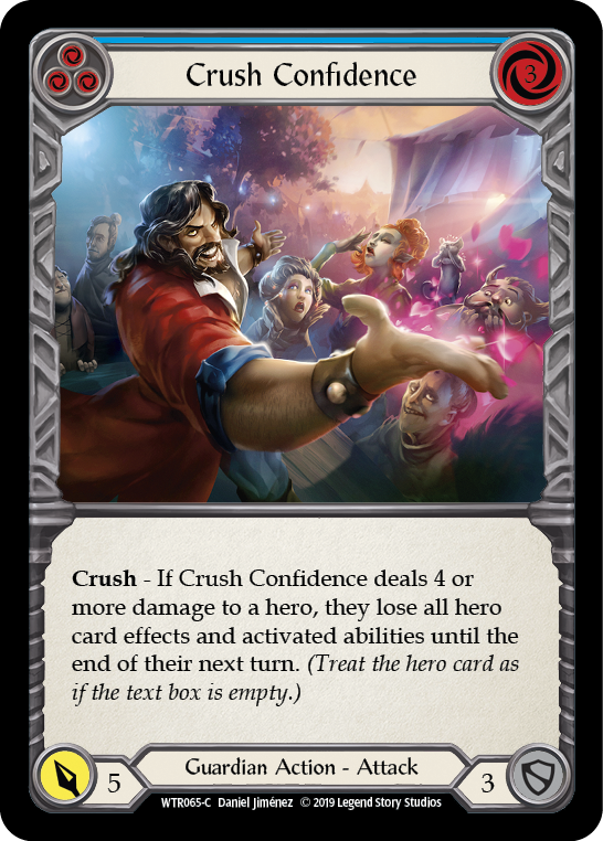 Flesh and Blood TCG | Crush Confidence (Blue) [WTR065-C] (Welcome to Rathe)  Alpha Print Rainbow Foil | The Nerd Merchant