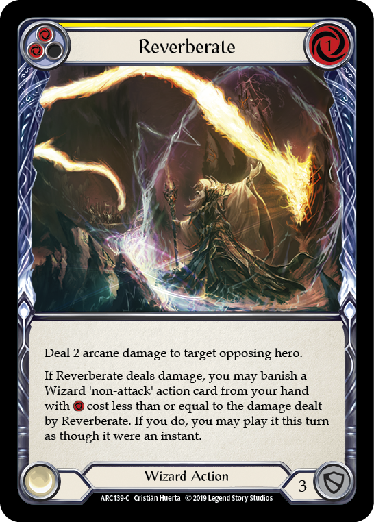 Flesh and Blood TCG | Reverberate (Yellow) [ARC139-C] (Arcane Rising)  1st Edition Normal | The Nerd Merchant