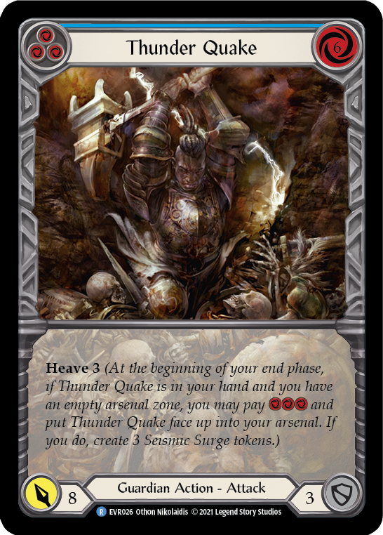 Flesh and Blood TCG | Thunder Quake (Blue) [EVR026] (Everfest)  1st Edition Extended Art Rainbow Foil | The Nerd Merchant