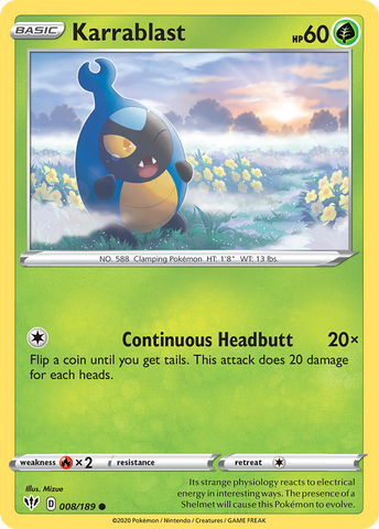 Pokemon | Karrablast (008/189) [Sword & Shield: Darkness Ablaze] | The Nerd Merchant