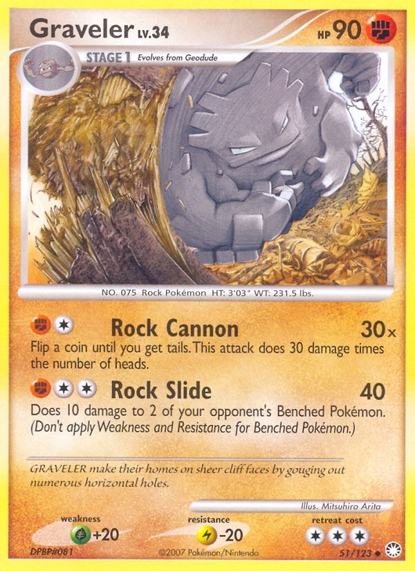 Pokemon | Graveler (51/123) [Diamond & Pearl: Mysterious Treasures] | The Nerd Merchant