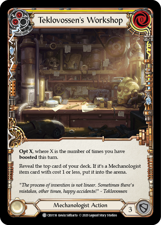 Flesh and Blood TCG | Teklovossen's Workshop (Yellow) [CRU116] (Crucible of War)  1st Edition Rainbow Foil | The Nerd Merchant