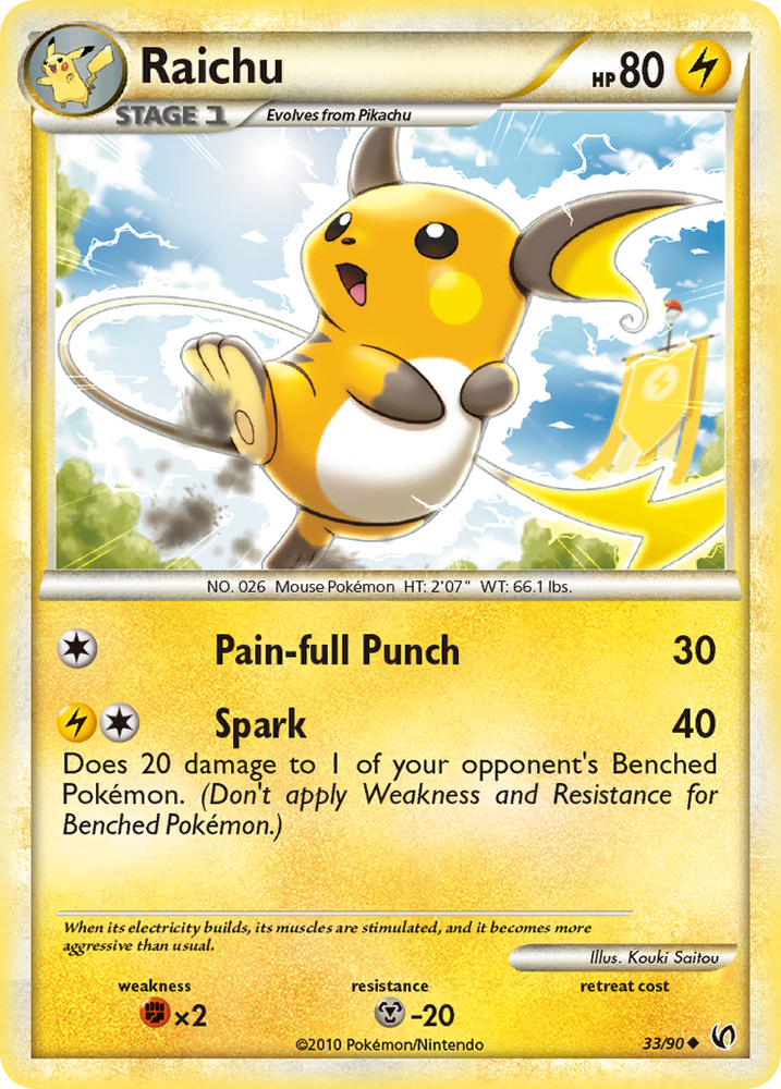 Pokemon | Raichu (33/90) [HeartGold & SoulSilver: Undaunted] | The Nerd Merchant