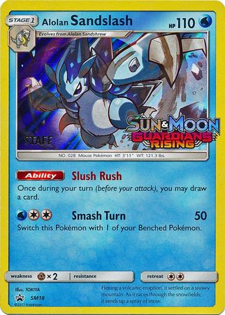 Pokemon | Alolan Sandslash (SM18) (Staff Prerelease Promo) [Sun & Moon: Black Star Promos] | The Nerd Merchant