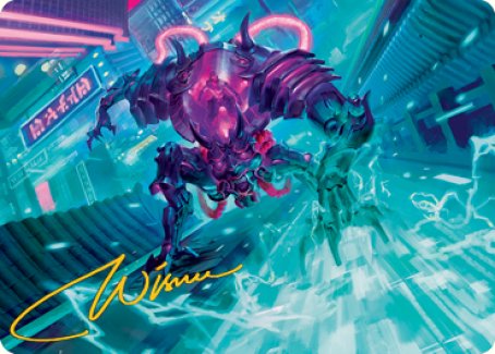 Magic | Surgehacker Mech Art Card (Gold-Stamped Signature) [Kamigawa: Neon Dynasty Art Series] | The Nerd Merchant