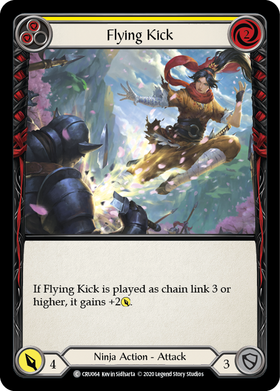 Flesh and Blood TCG | Flying Kick (Yellow) [CRU064] (Crucible of War)  1st Edition Normal | The Nerd Merchant