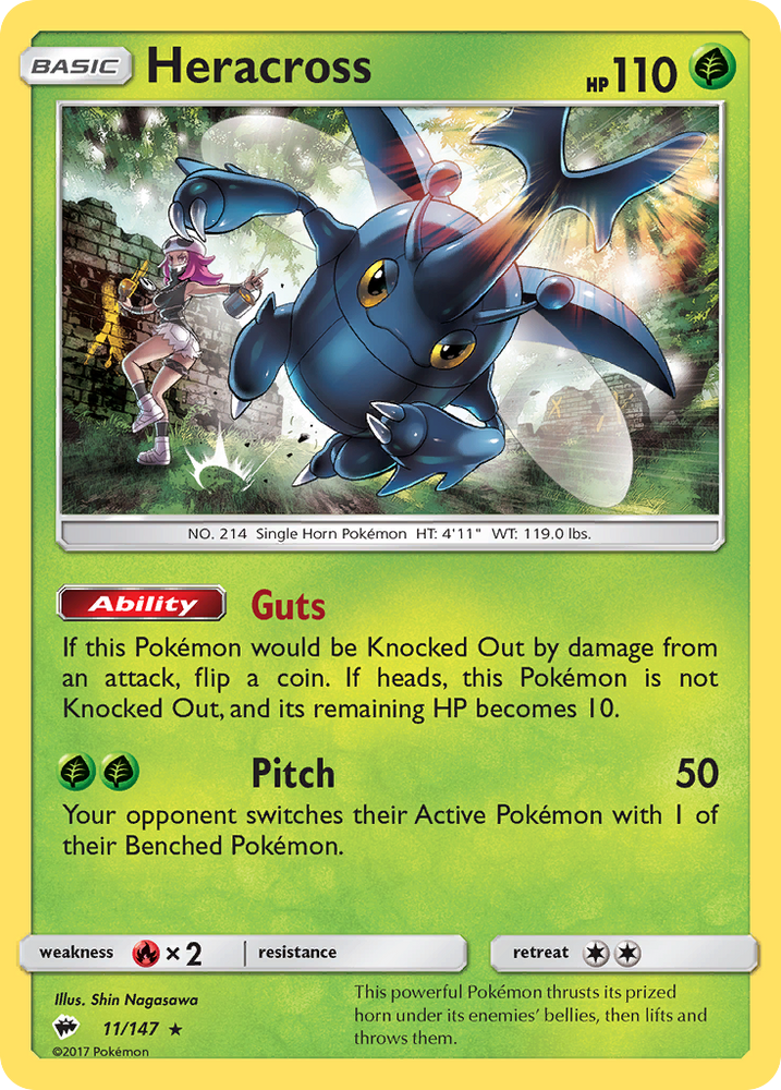 Pokemon | Heracross (11/147) [Sun & Moon: Burning Shadows] | The Nerd Merchant