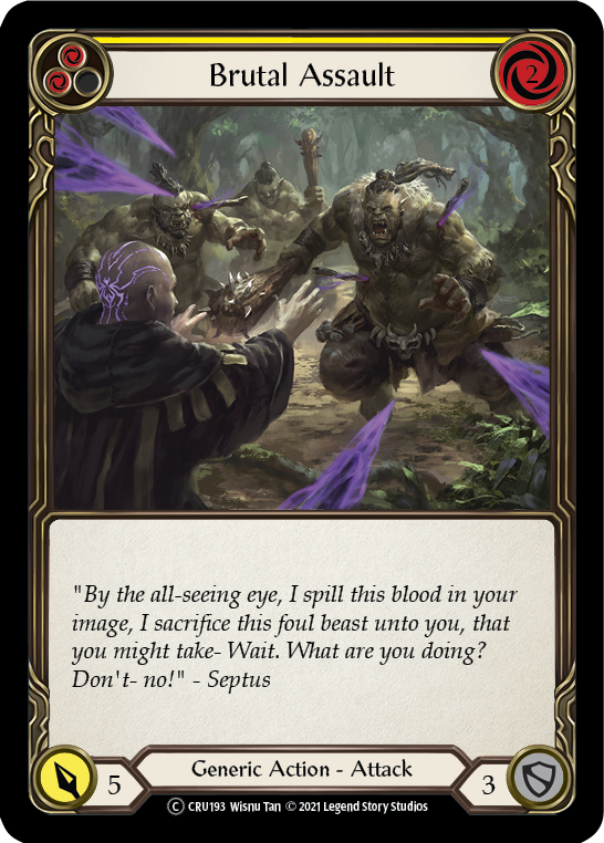 Flesh and Blood TCG | Brutal Assault (Yellow) [U-CRU193] (Crucible of War Unlimited)  Unlimited Rainbow Foil | The Nerd Merchant