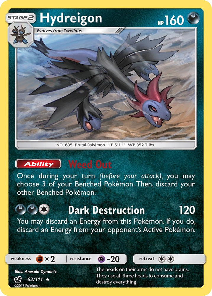 Pokemon | Hydreigon (62/111) (Cracked Ice Holo) (Theme Deck Exclusive) [Sun & Moon: Crimson Invasion] | The Nerd Merchant