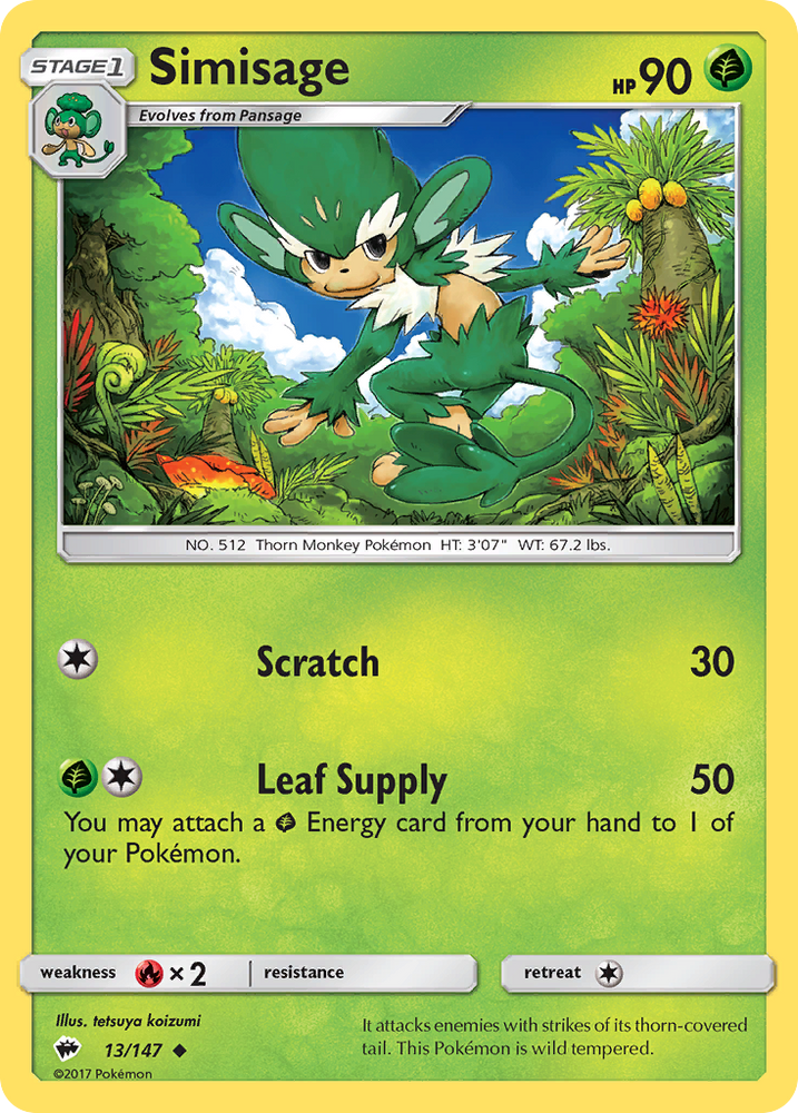 Pokemon | Simisage (13/147) [Sun & Moon: Burning Shadows] | The Nerd Merchant