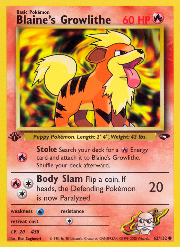 Pokemon | Blaine's Growlithe (62/132) [Gym Challenge 1st Edition] | The Nerd Merchant