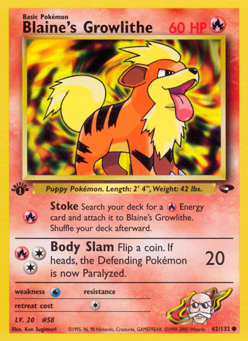 Pokemon | Blaine's Growlithe (62/132) [Gym Challenge 1st Edition] | The Nerd Merchant