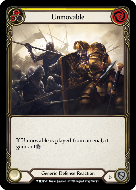 Flesh and Blood TCG | Unmovable (Yellow) [WTR213-C] (Welcome to Rathe)  Alpha Print Rainbow Foil | The Nerd Merchant