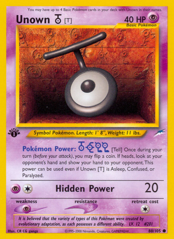 Pokemon | Unown [T] (88/105) [Neo Destiny 1st Edition] | The Nerd Merchant
