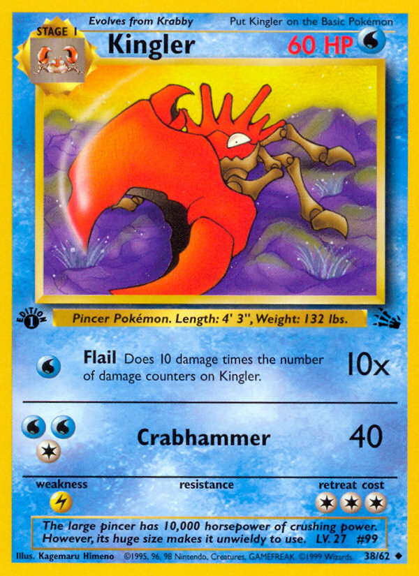Pokemon | Kingler (38/62) [Fossil 1st Edition] | The Nerd Merchant