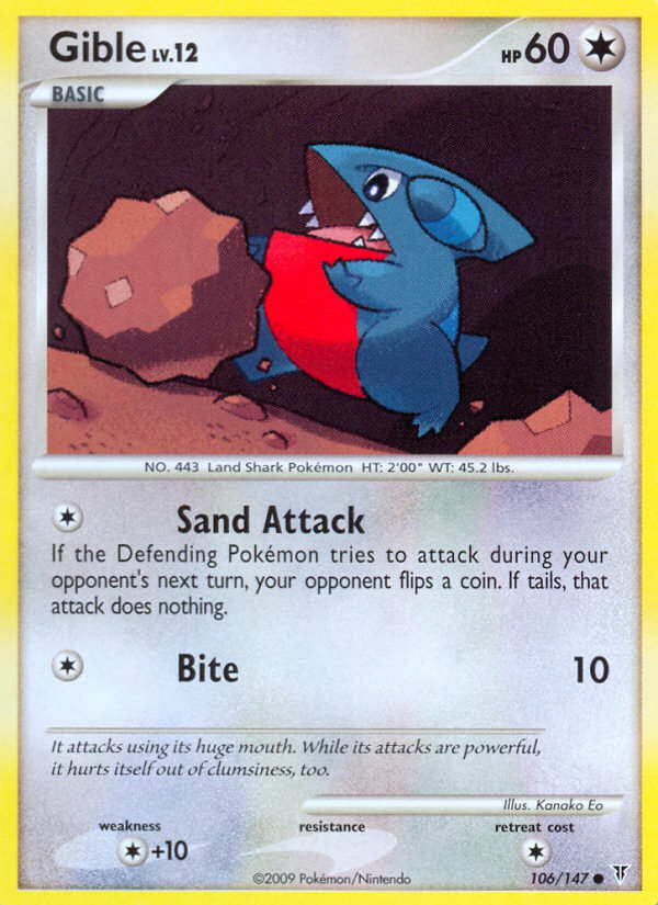 Pokemon | Gible (106/147) [Platinum: Supreme Victors] | The Nerd Merchant