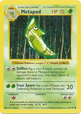 Pokemon | Metapod (54/102) [Base Set Shadowless Unlimited] | The Nerd Merchant