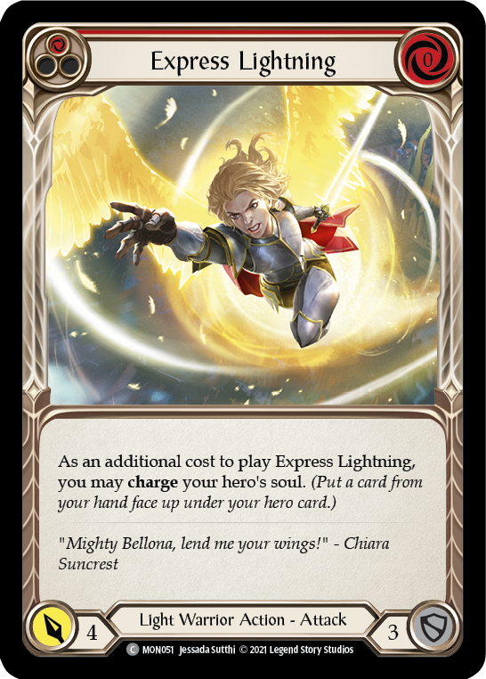 Flesh and Blood TCG | Express Lightning (Red) [MON051-RF] (Monarch)  1st Edition Rainbow Foil | The Nerd Merchant