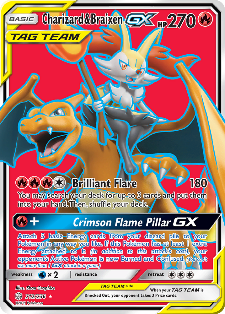 Pokemon| Charizard & Braixen GX (212/236) [Sun & Moon: Cosmic Eclipse] | The Nerd Merchant