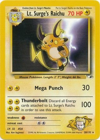 Pokemon | Lt. Surge's Raichu (28/132) [Gym Heroes Unlimited] | The Nerd Merchant