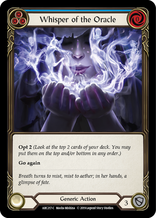 Flesh and Blood TCG | Whisper of the Oracle (Blue) [ARC217-C] (Arcane Rising)  1st Edition Rainbow Foil | The Nerd Merchant