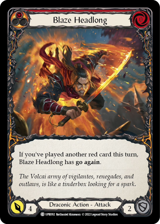 Flesh and Blood TCG | Blaze Headlong [UPR092] (Uprising)  Rainbow Foil | The Nerd Merchant